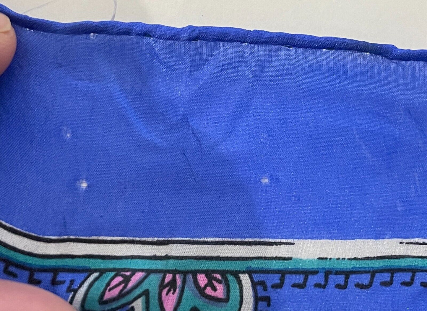 WAGON 100% SILK Square Neck Scarf Blue Green Red White Paisley Foulard 81 x85 cm