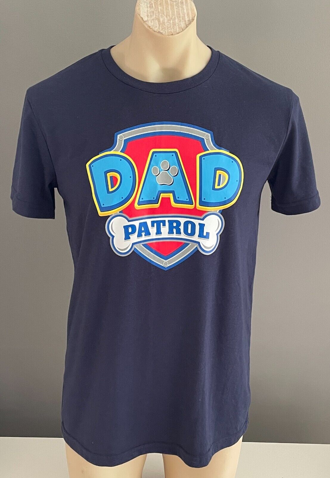 Mens T-Shirt NICKELODEON Dad Patrol Paw Patrol Short Sleeve Size M Navy Blue