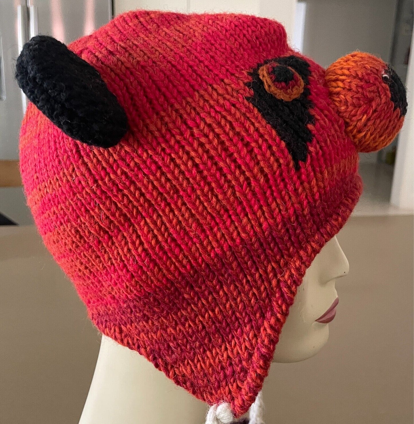 Handmade Nepal Wool Bear Beanie Cap Adult Costume Winter Animal Hat 57cm Warm!
