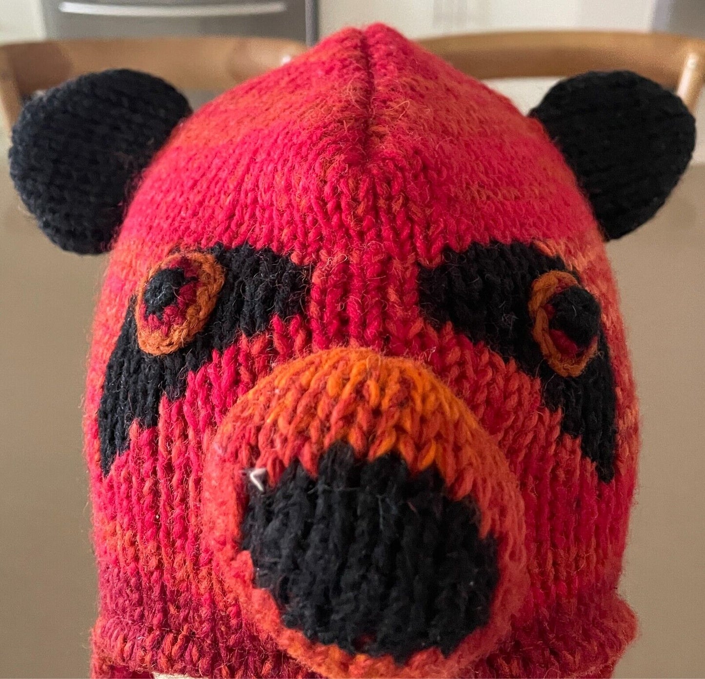 Handmade Nepal Wool Bear Beanie Cap Adult Costume Winter Animal Hat 57cm Warm!