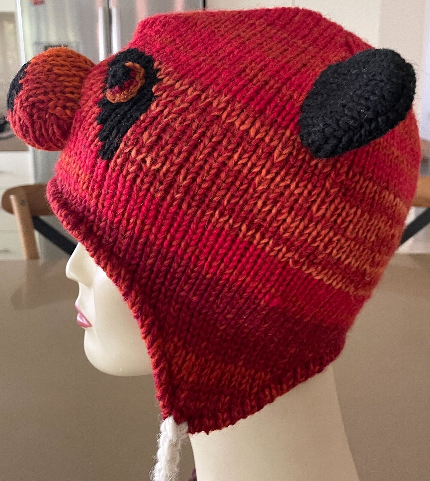 Handmade Nepal Wool Bear Beanie Cap Adult Costume Winter Animal Hat 57cm Warm!