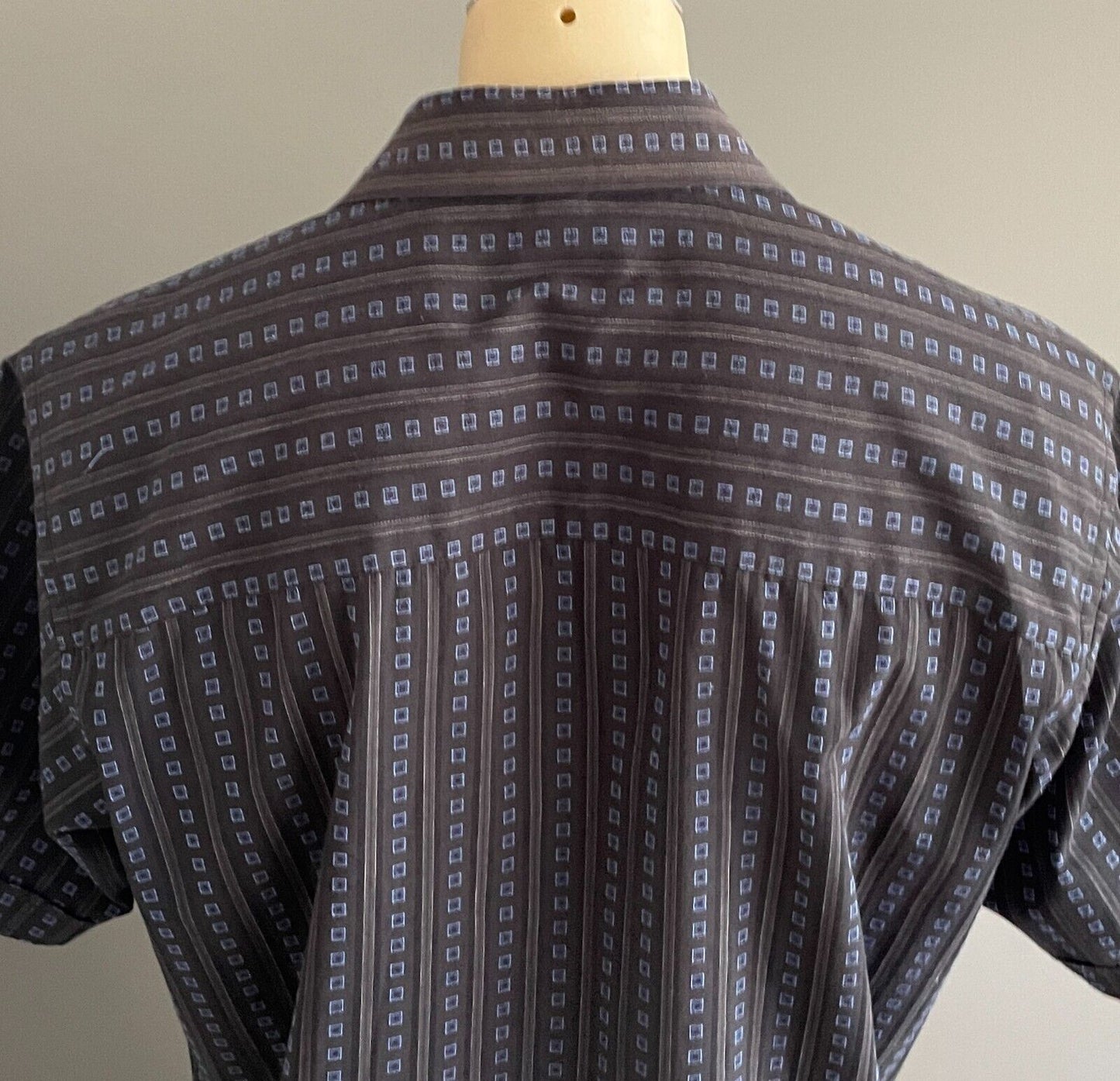 PIERRE CARDIN Originals Shirt Short Sleeve Button Black Grey Blue Print Mens XL