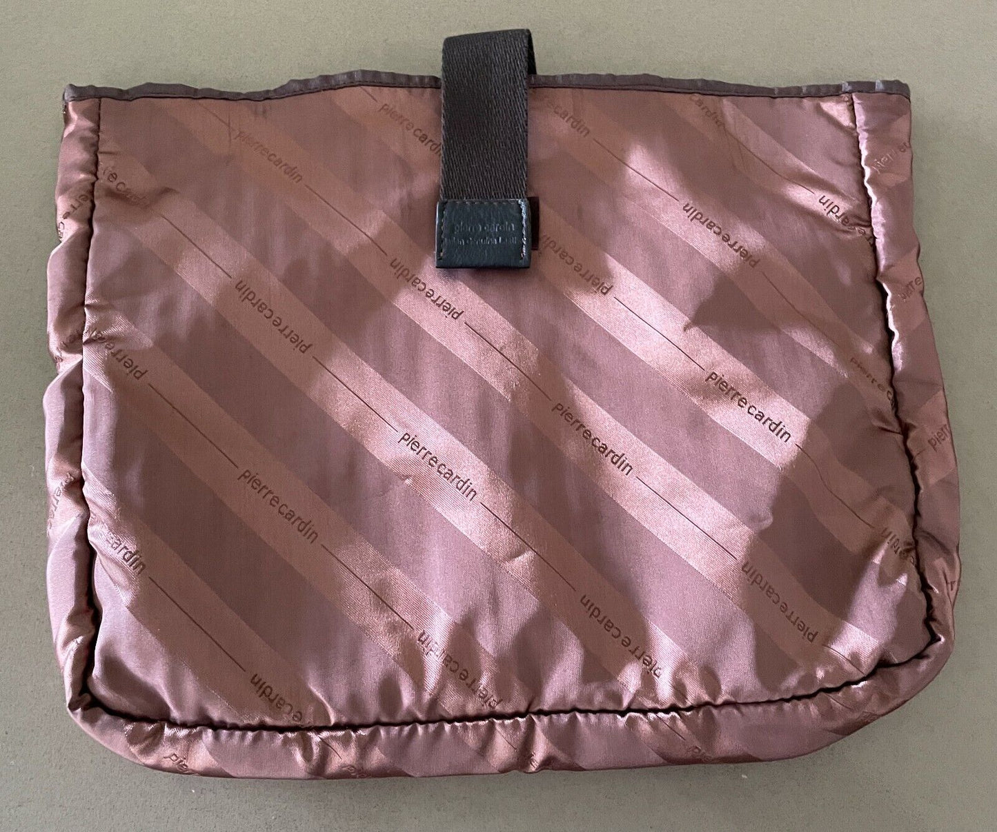 Unisex PIERRE CARDIN Travel Bag Brown Stripe Tablet Lap Top Lingerie Pouch Slip