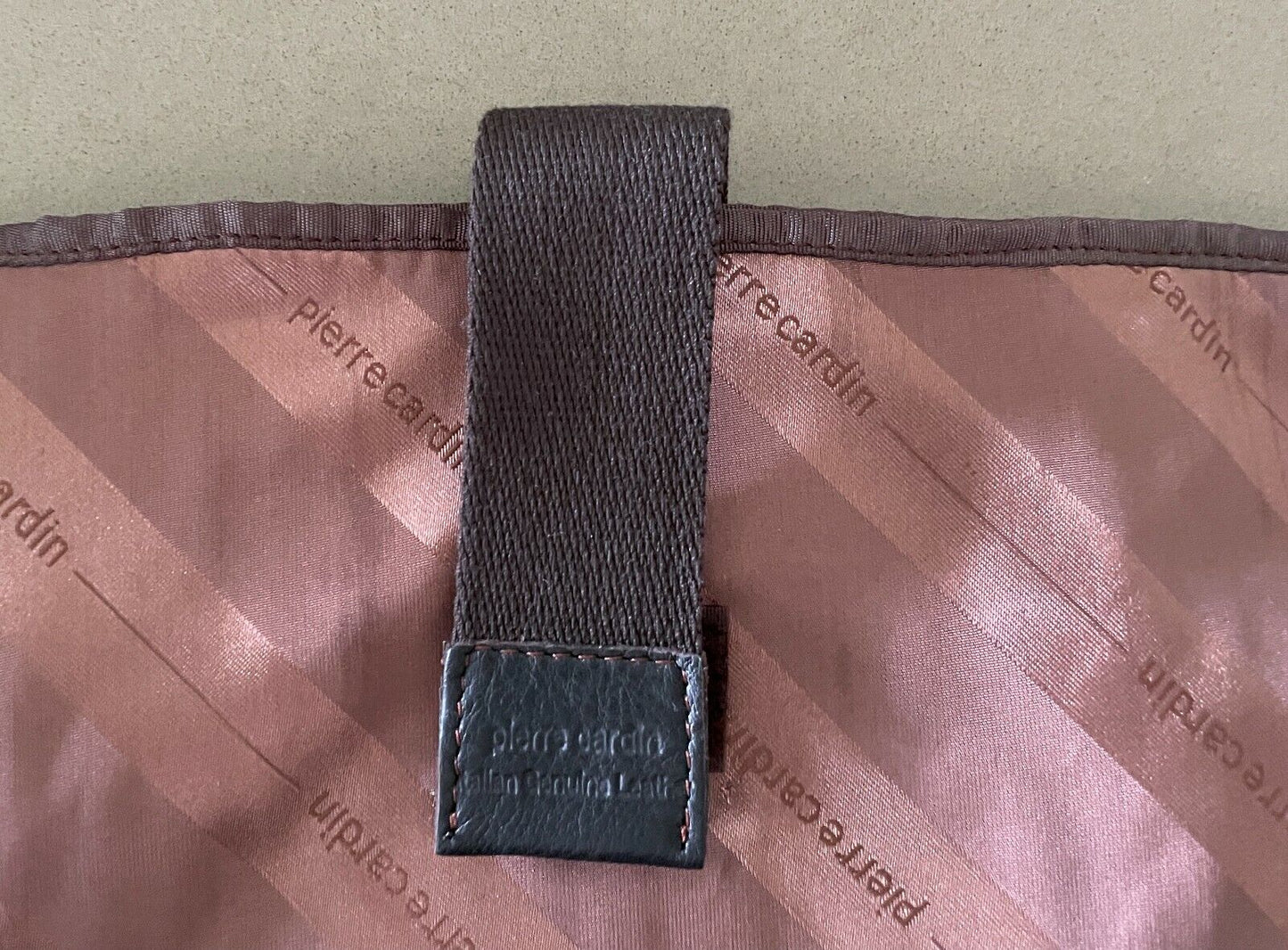 Unisex PIERRE CARDIN Travel Bag Brown Stripe Tablet Lap Top Lingerie Pouch Slip
