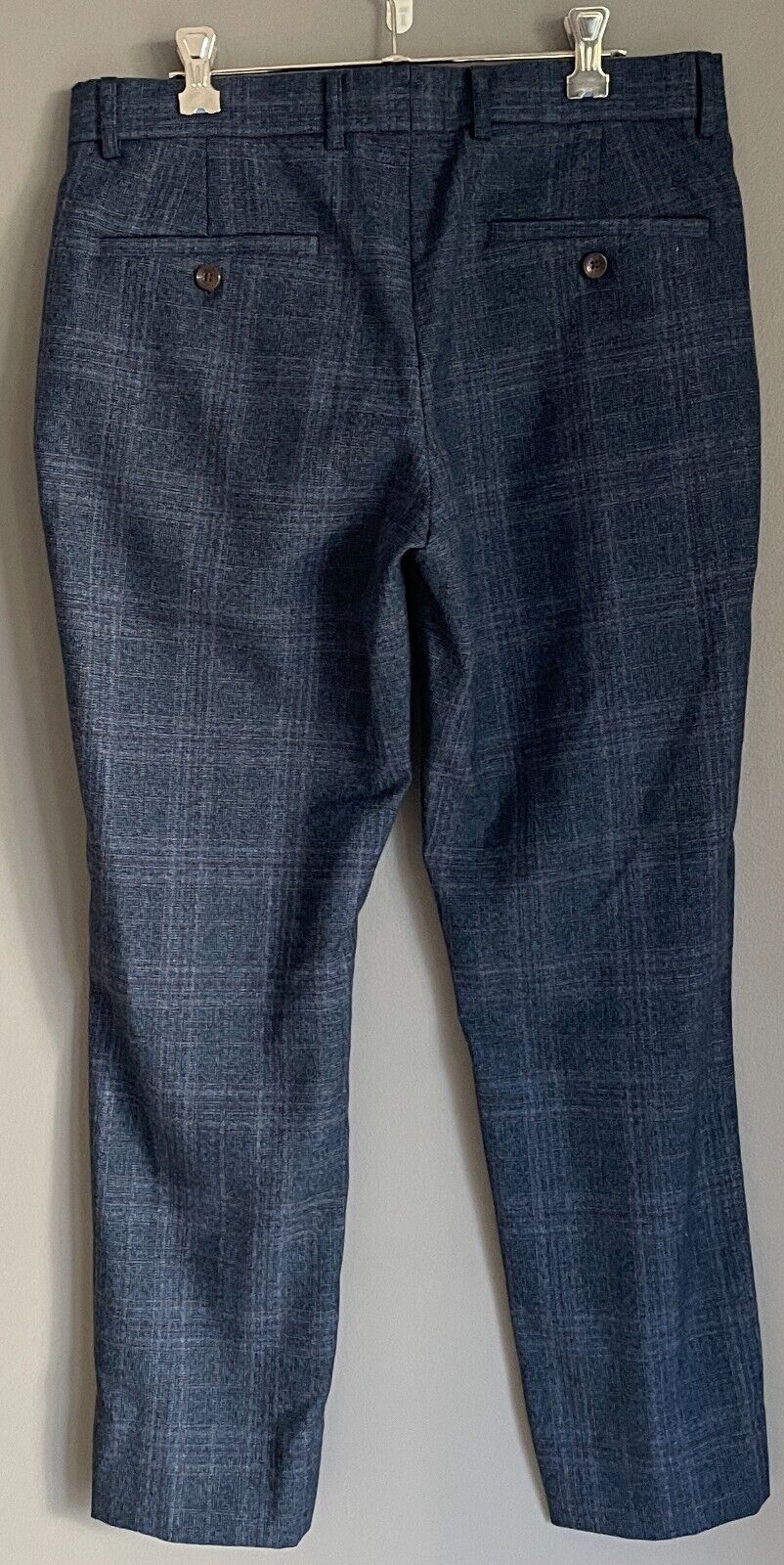 OXFORD Trousers Navy Red Plaid Slim Fit Wool Blend Dress Mens Size 82 cms on Tag