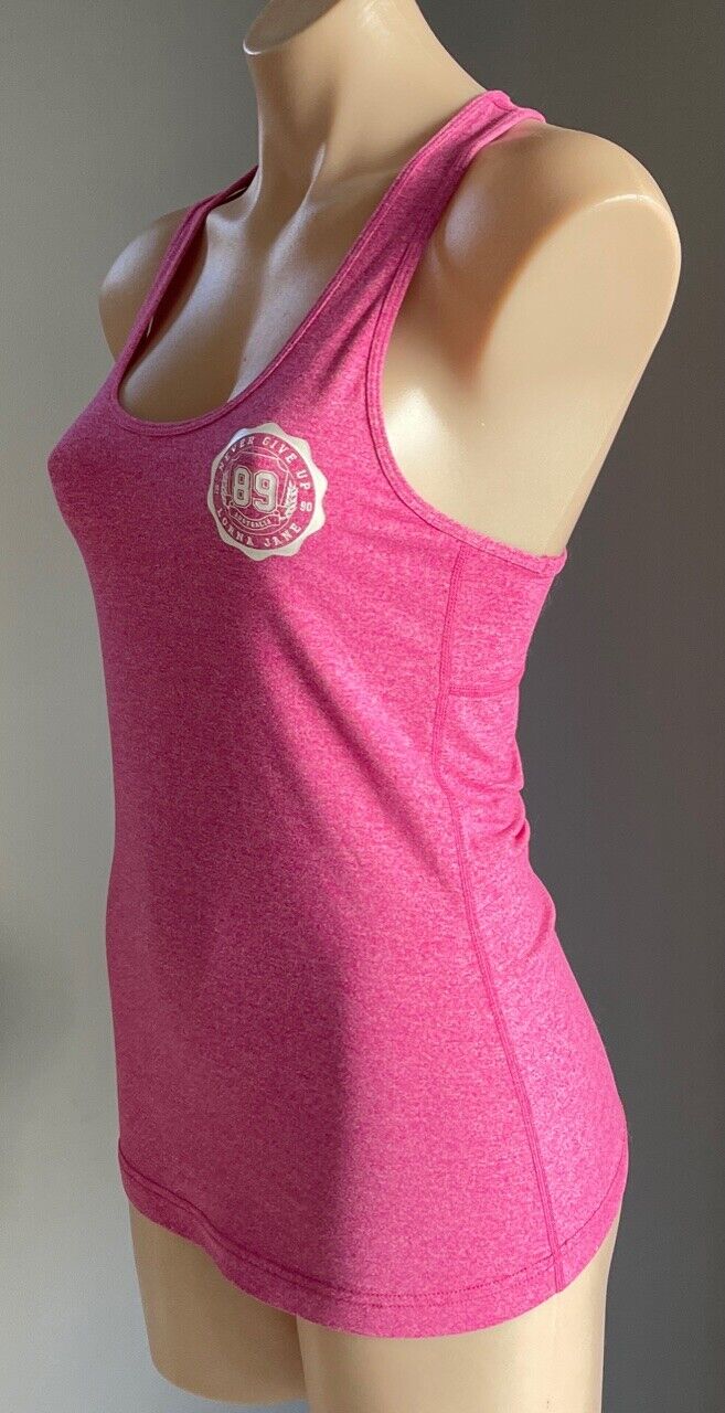 LORNA JANE Tank Top Hot Pink Marle Racer Back Size 8 10 Activewear Gym Training