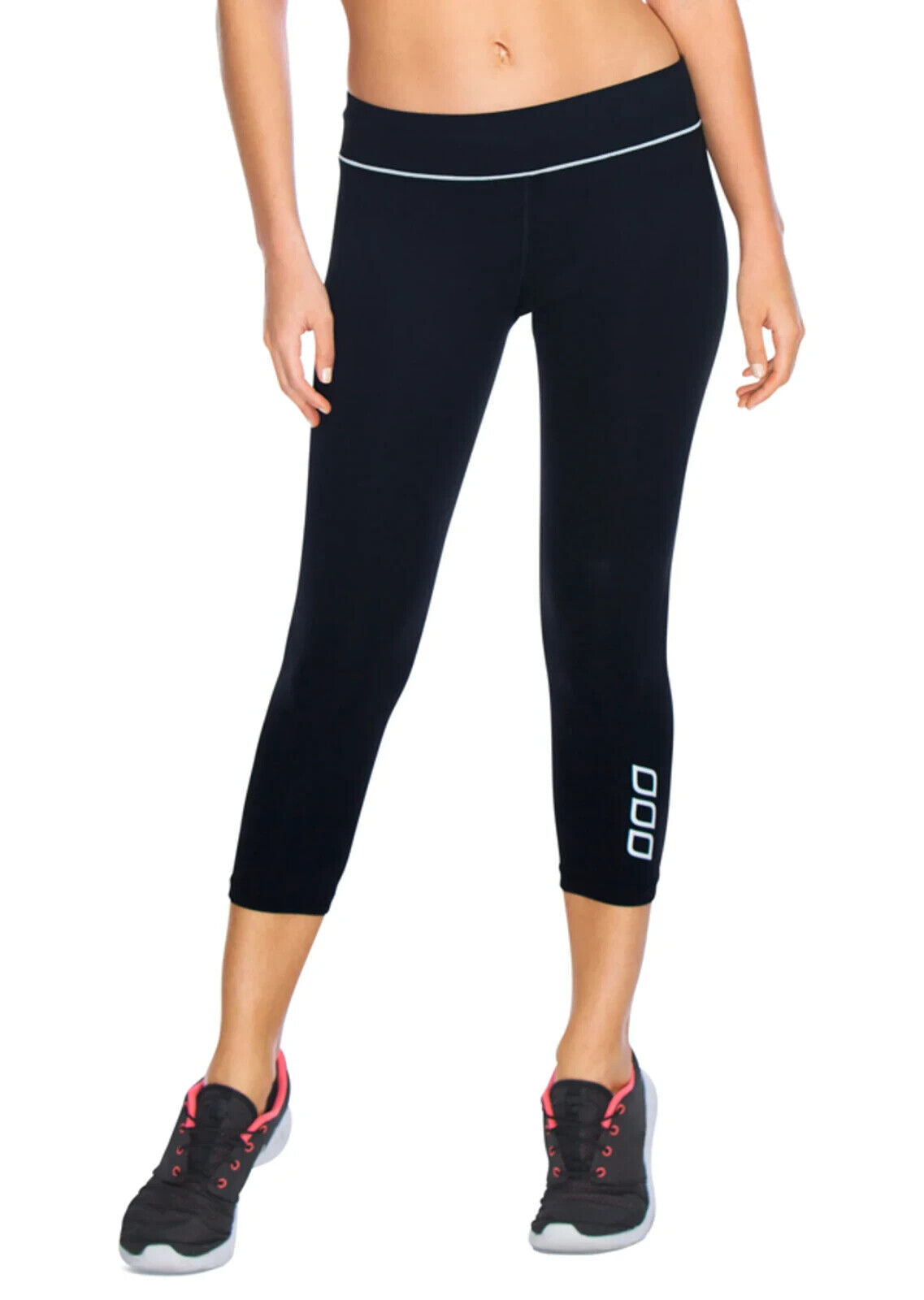 LORNA JANE Oh Yeah Leggings 7/8 Length Black & White Trim Size M Quick Dry