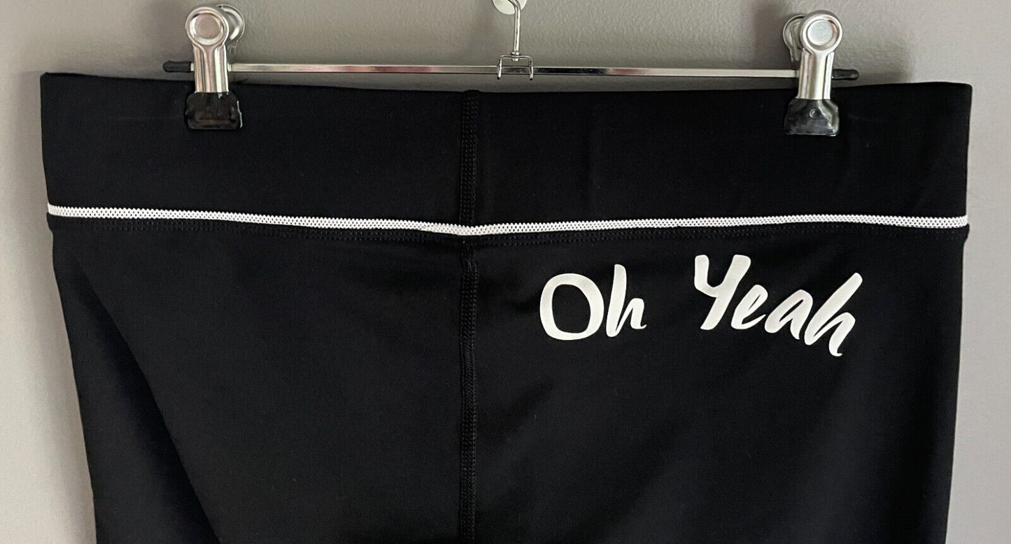 LORNA JANE Oh Yeah Leggings 7/8 Length Black & White Trim Size M Quick Dry