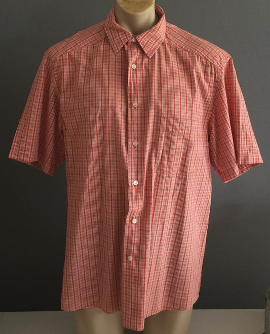 SPORTSCRAFT Cotton Short Sleeve Shirt Orange Check Mens XL NEW
