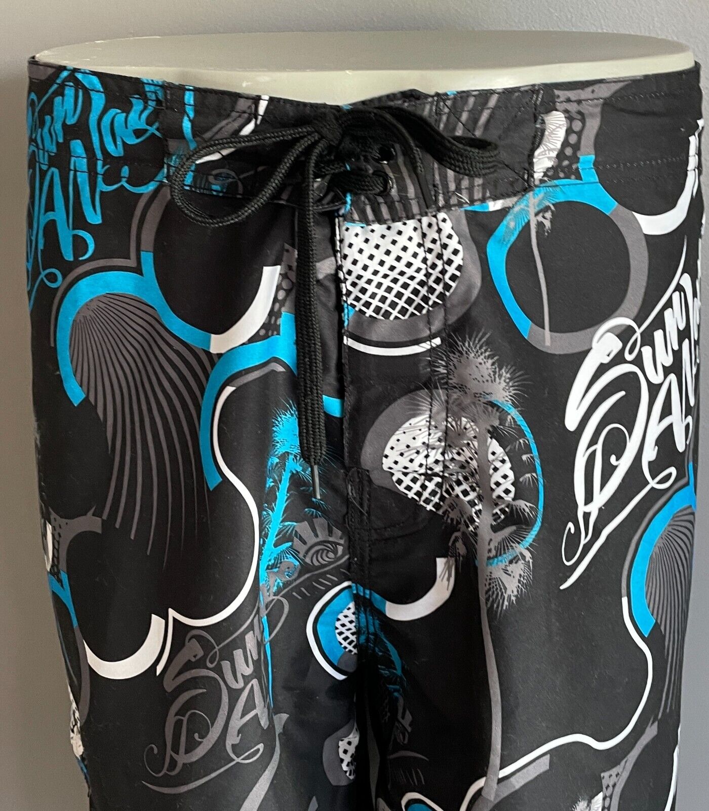 Board Shorts SUNWAVE Black Blue Taupe White Print Swim Mens Size 40 102cm Waist