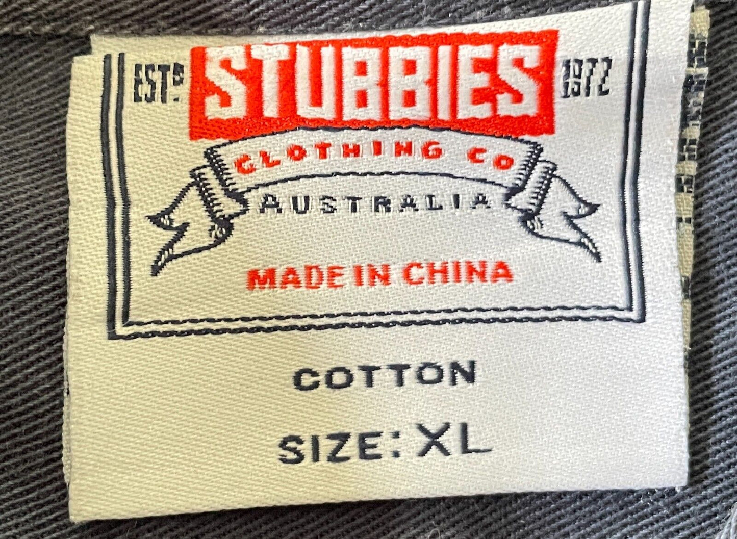 STUBBIES Shirt Cotton Short Sleeve Tradies Pockets Navy Button Up Mens XL