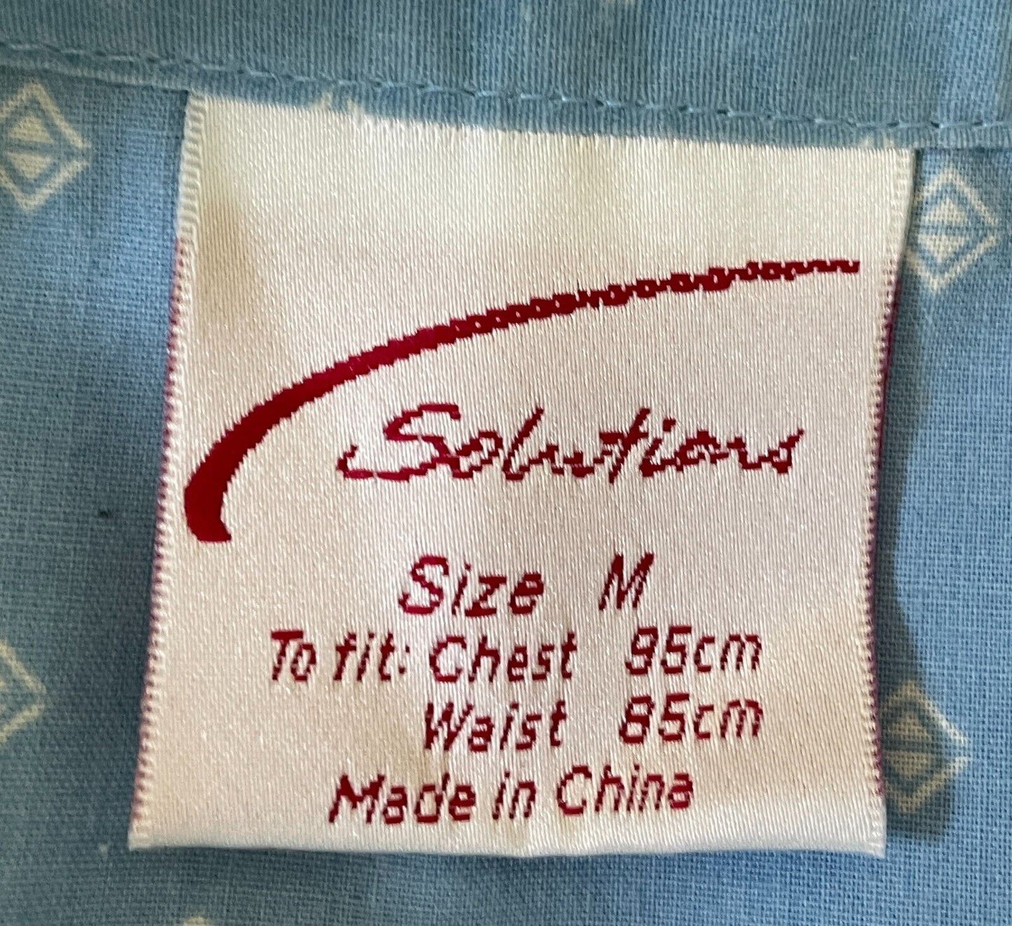 SOLUTIONS Pyjama Light Blue White Print Long Sleeve & Pants PJs Set Mens Size M