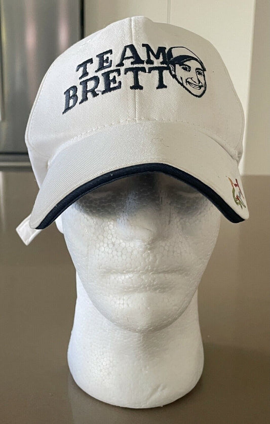 GREG NORMAN "Team Brett" Golf Cap White & Navy Trim Adjustable Hat Mens One Size