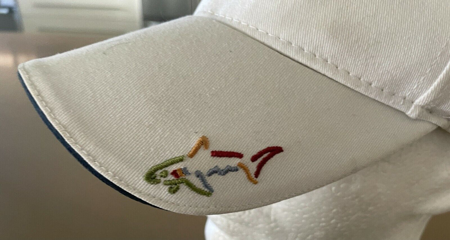 GREG NORMAN "Team Brett" Golf Cap White & Navy Trim Adjustable Hat Mens One Size
