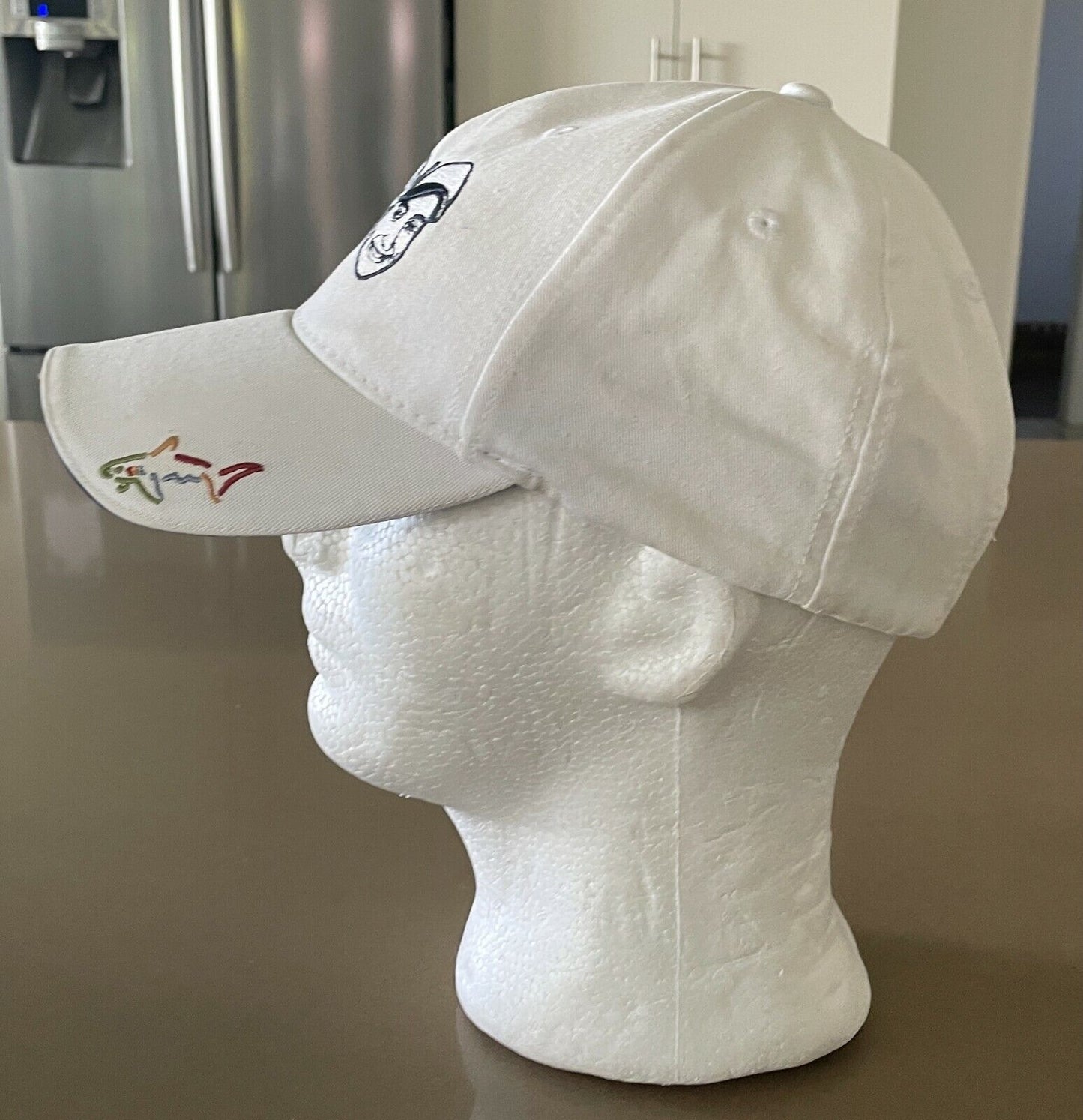 GREG NORMAN "Team Brett" Golf Cap White & Navy Trim Adjustable Hat Mens One Size