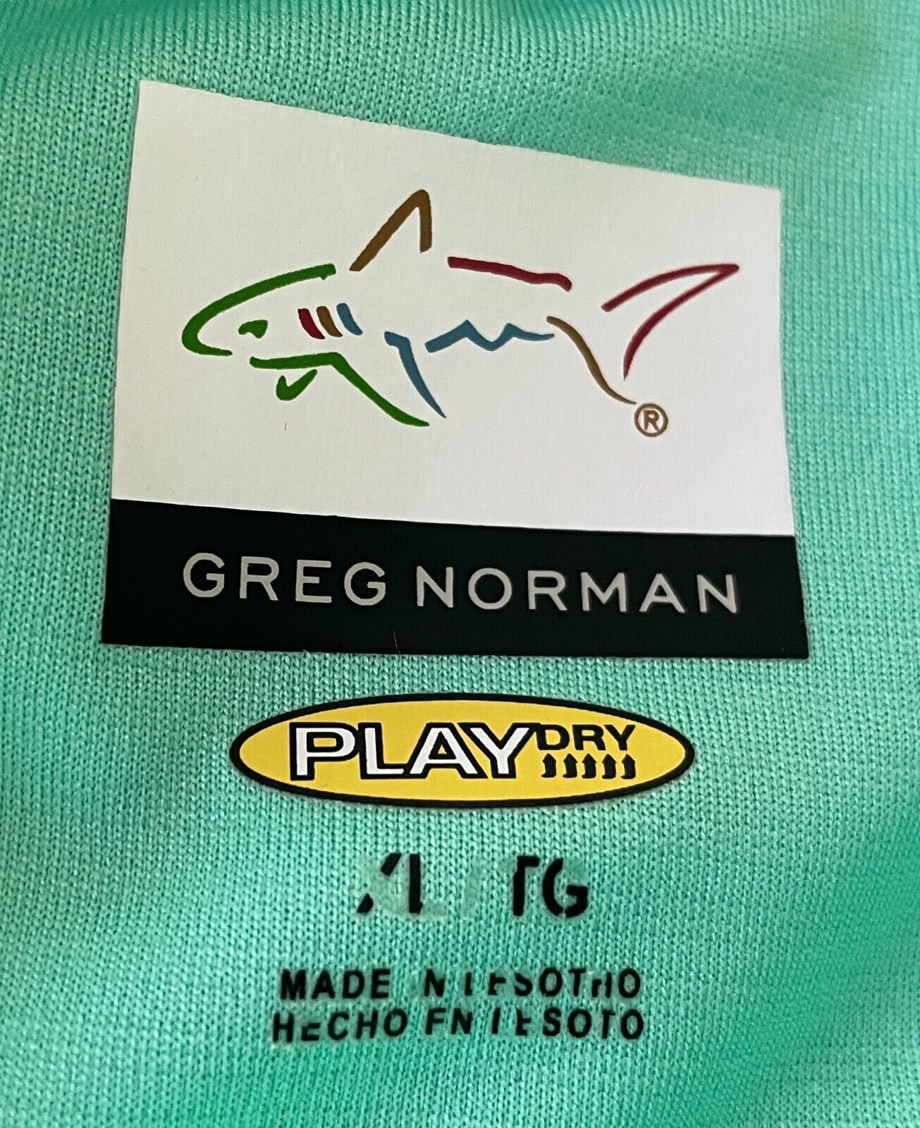 Polo Shirt GREG NORMAN Green Golf Button Up Collar Mens 128cm Chest Shark NEW