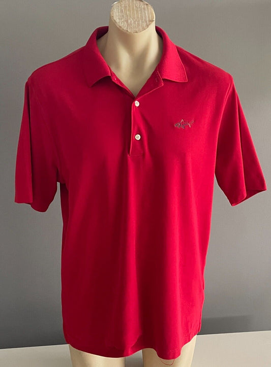 Polo Shirt GREG NORMAN Red Golf Short Sleeve 3 Button Collar Mens 120cm Chest