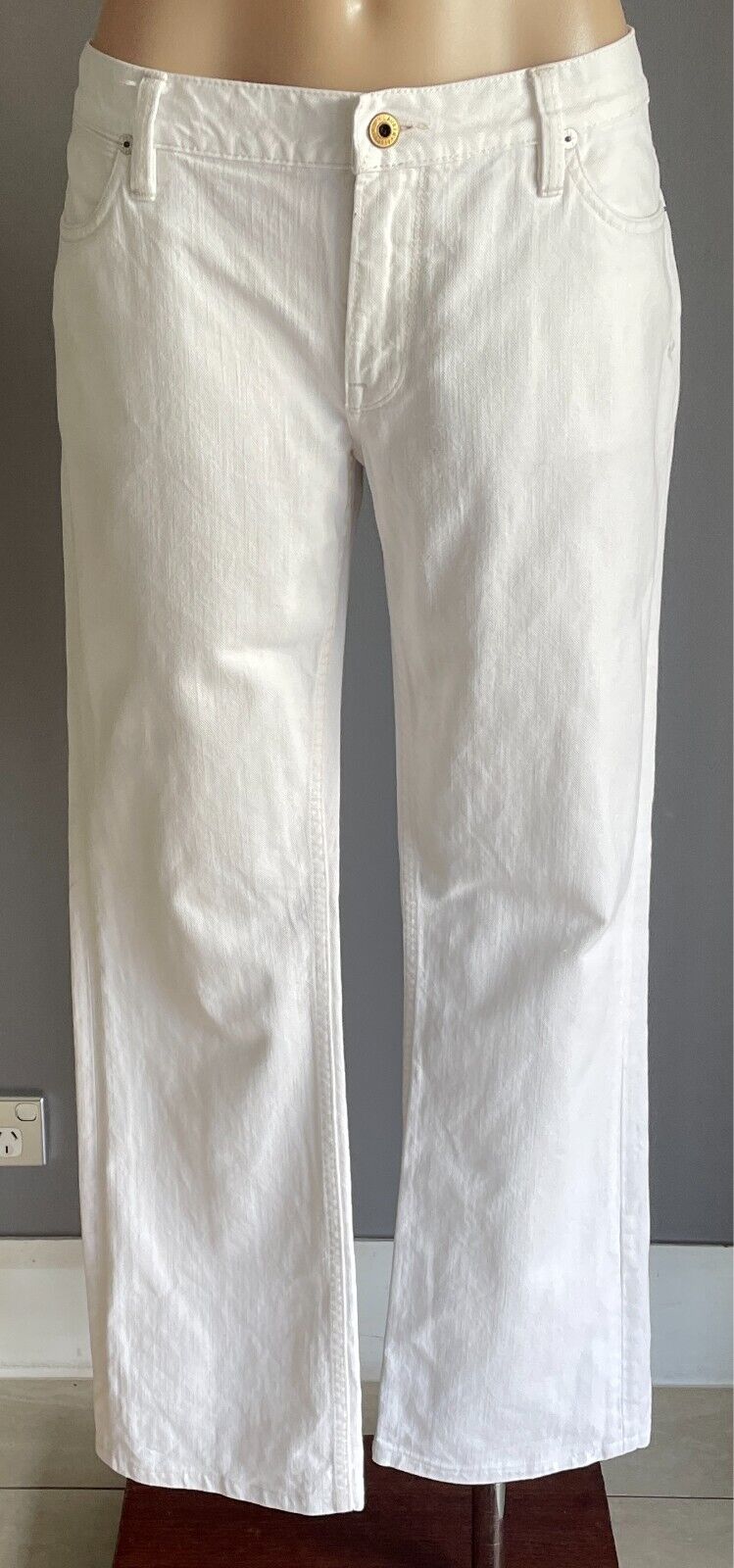 RALPH LAUREN White Denim "Madison 888" Full Length Jeans Size 31 Straight Leg