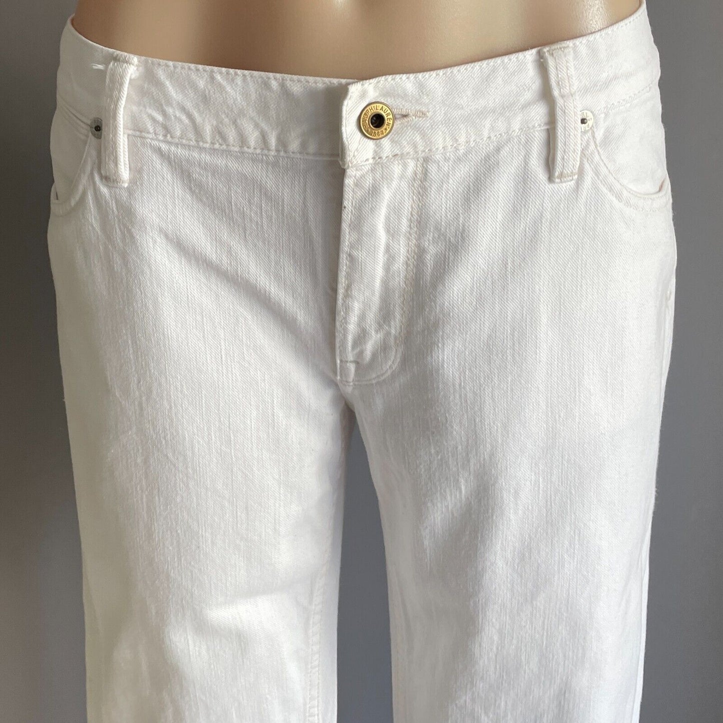 RALPH LAUREN White Denim "Madison 888" Full Length Jeans Size 31 Straight Leg
