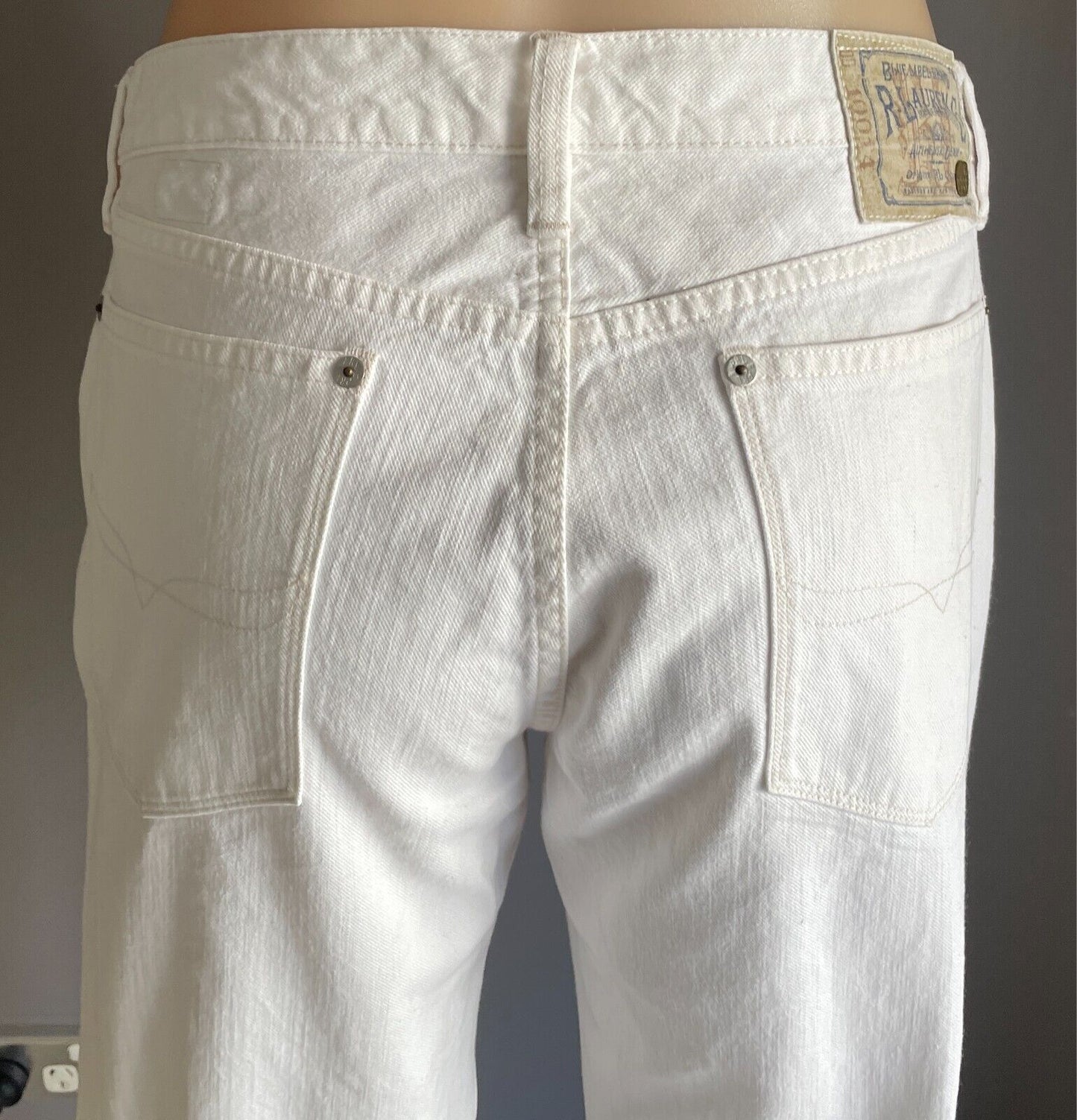 RALPH LAUREN White Denim "Madison 888" Full Length Jeans Size 31 Straight Leg