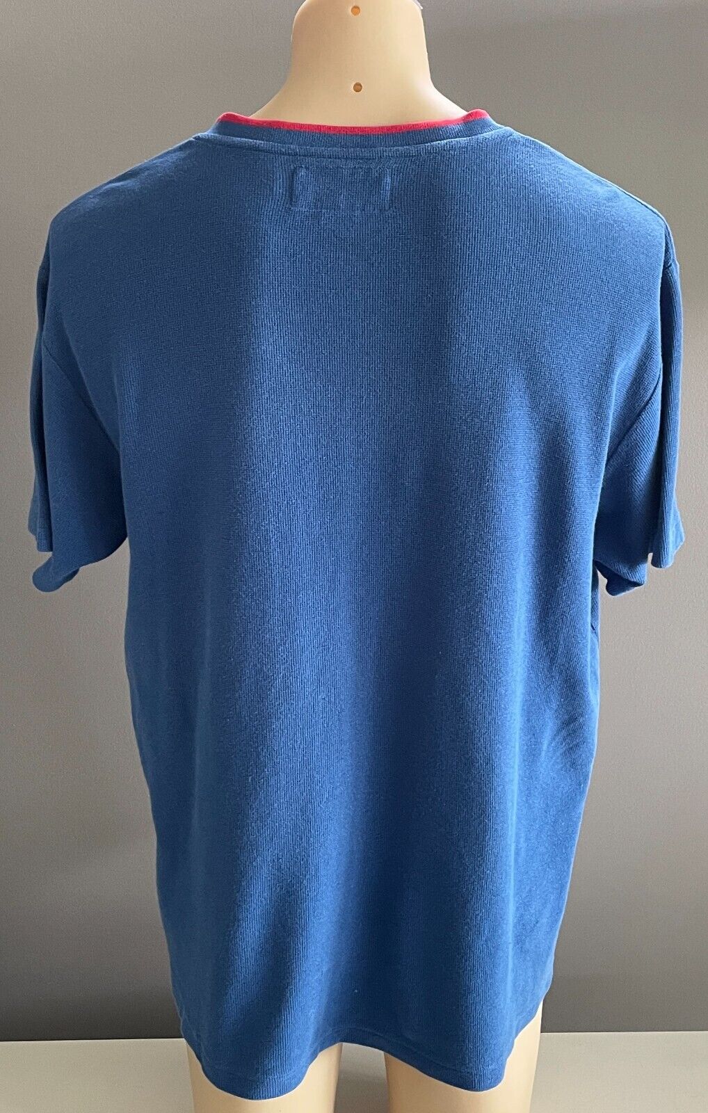 POLO SPORT by RALPH LAUREN T-Shirt Blue Waffle V Neck Mens XL 128cm US Flag