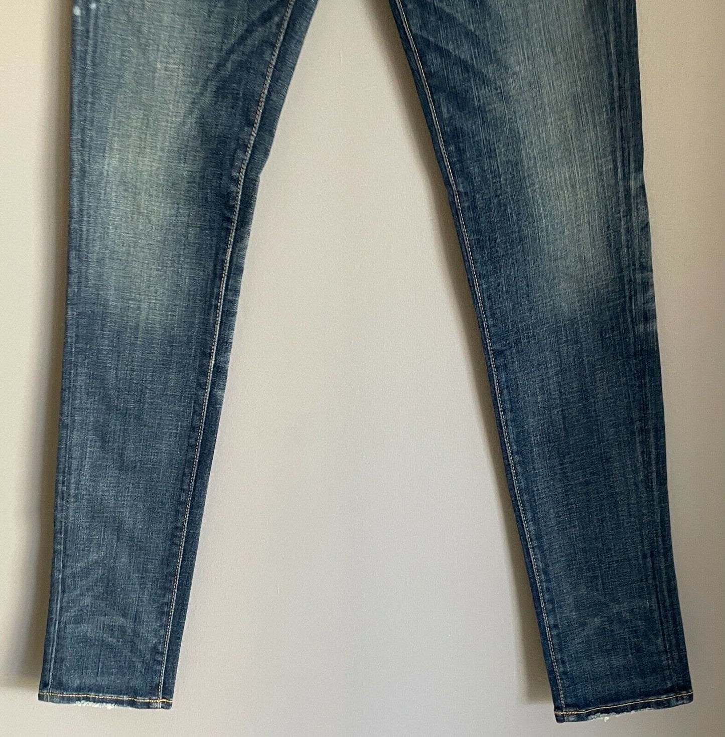 POLO Ralph Lauren Skinny Jeans Tompkins Blue Denim Distressed Look Size 27