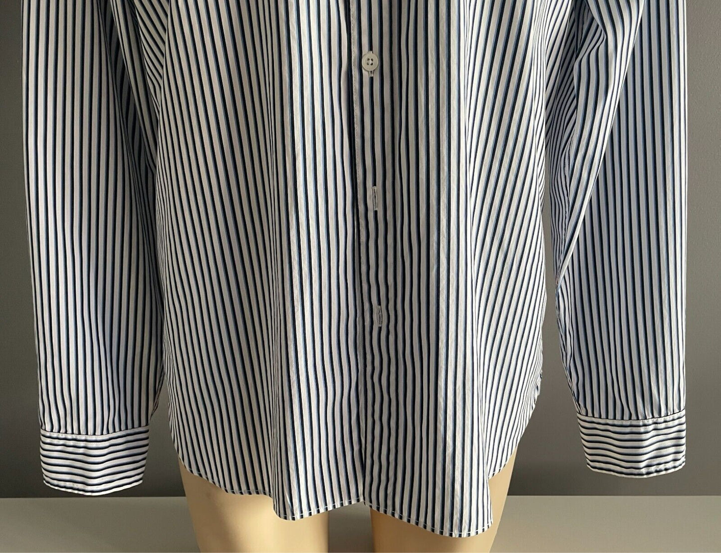 POLO JEANS COMPANY RALPH LAUREN Shirt Sz XL Blue Black White Stripe Long Sleeve