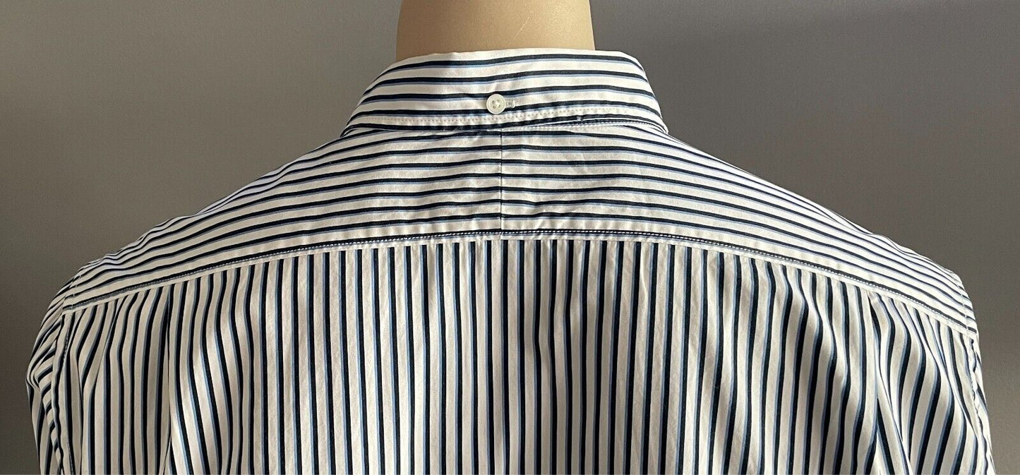 POLO JEANS COMPANY RALPH LAUREN Shirt Sz XL Blue Black White Stripe Long Sleeve
