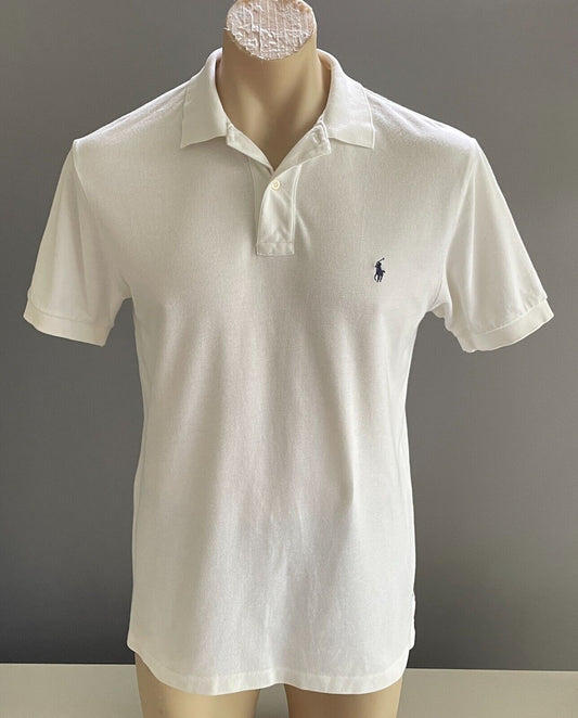 Polo Shirt  POLO by RALPH LAUREN White Short Sleeve Mens Size S Cotton Fabric