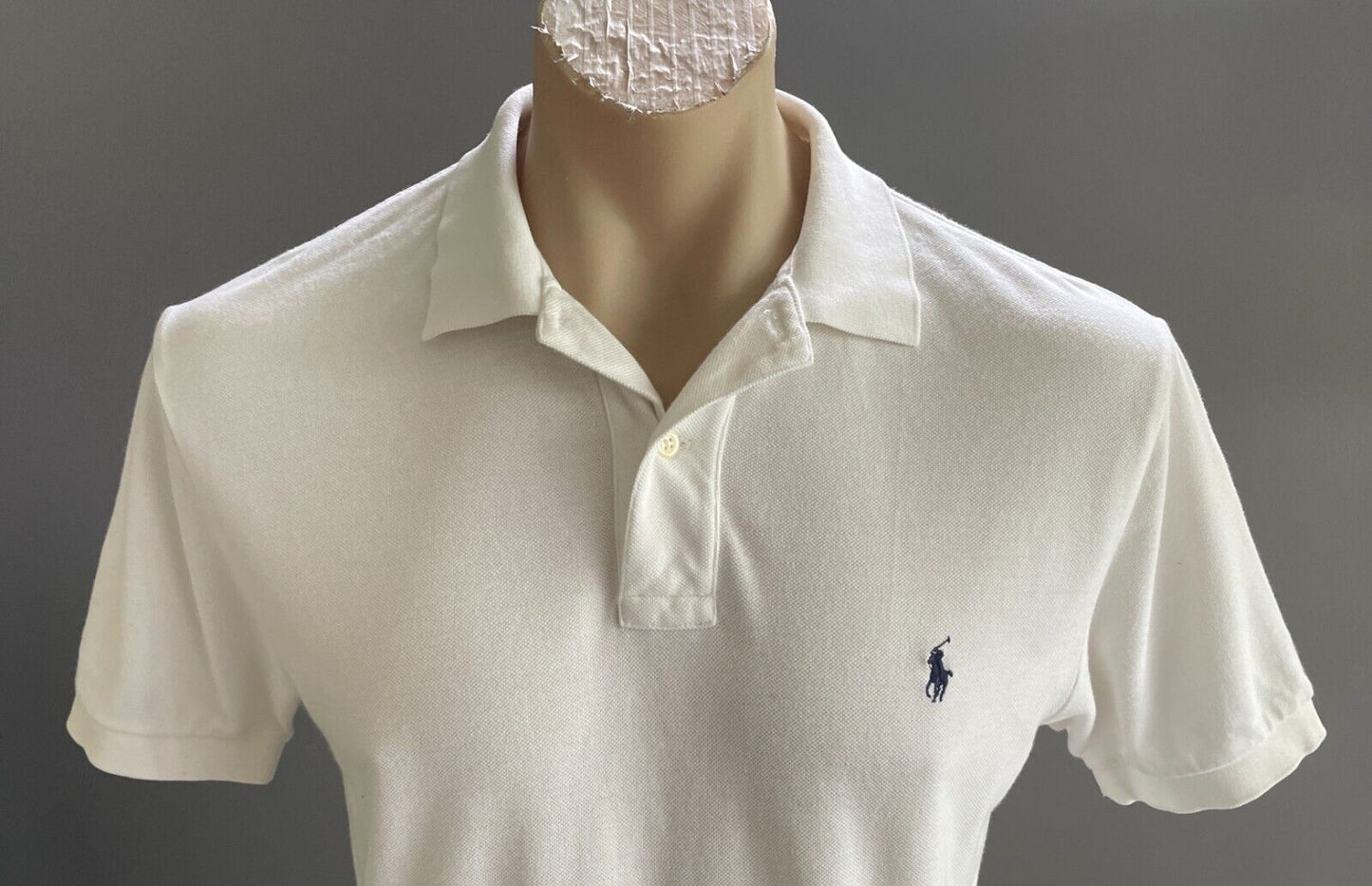 Polo Shirt  POLO by RALPH LAUREN White Short Sleeve Mens Size S Cotton Fabric