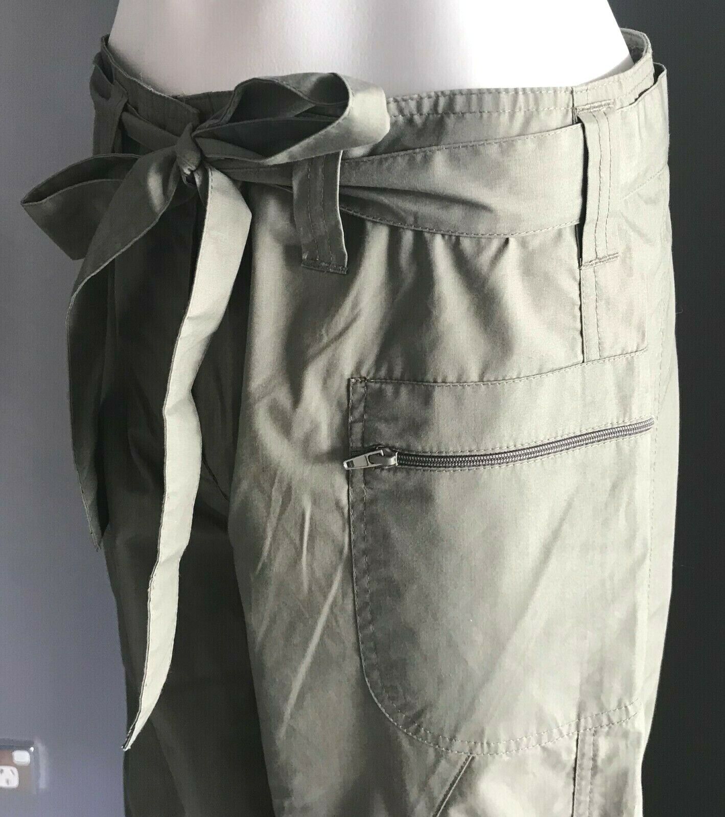 BLUE RIDGE Ladies Size S 8 Pants Crop Khaki Waist Tie Trousers Vintage Retro