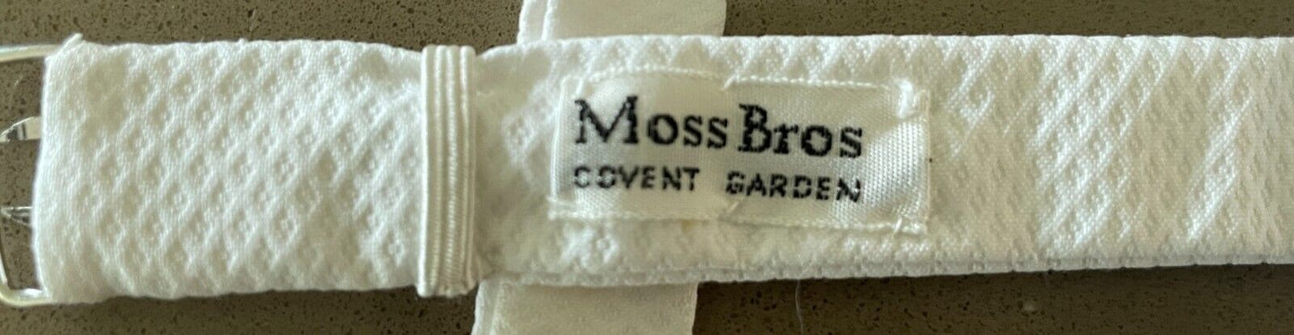 Bow Tie MOSS BROS Convent Garden White Textured Cotton Pre-tied Adjustable Neck