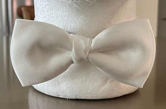 Mens Formal BOW TIE White Pre-Tied Adjustable Neck Wedding Classic