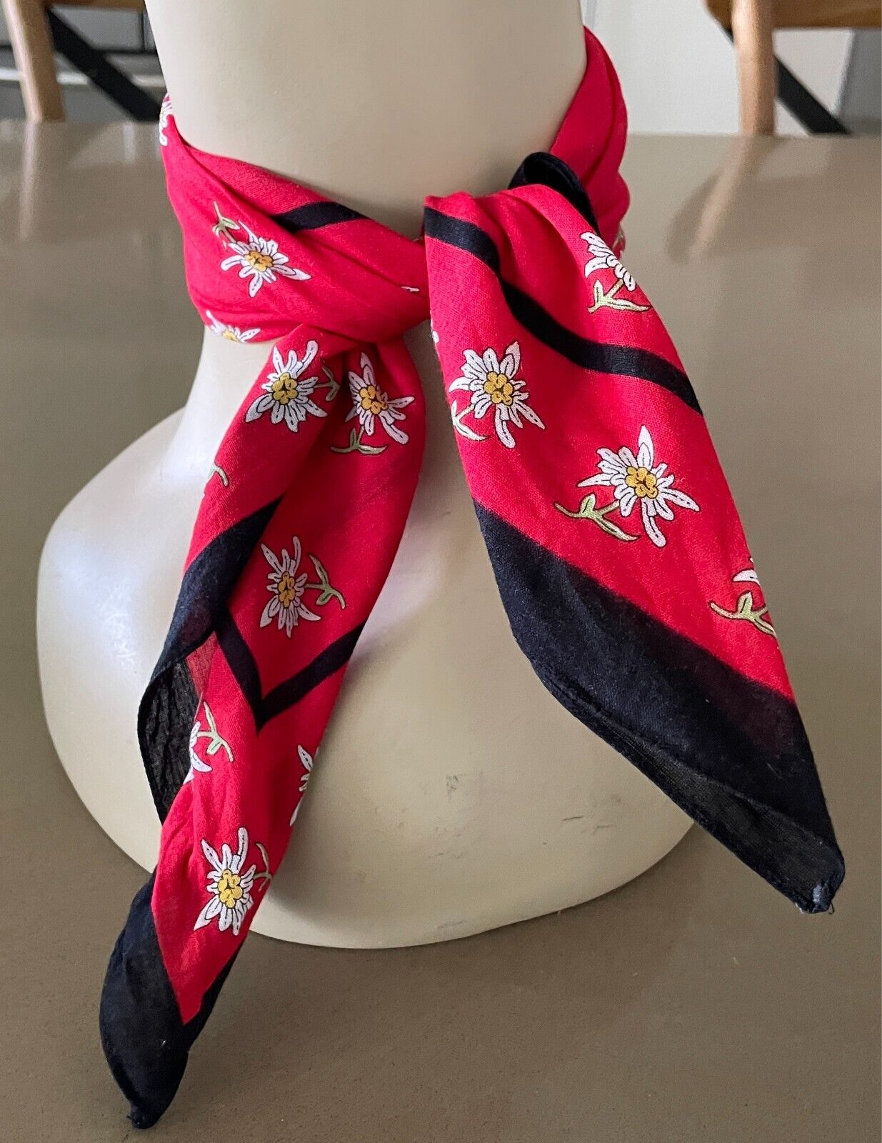 Bandana Cotton NECK SCARF HEAD Wrap Floral Print Red, Black, Yellow & Green