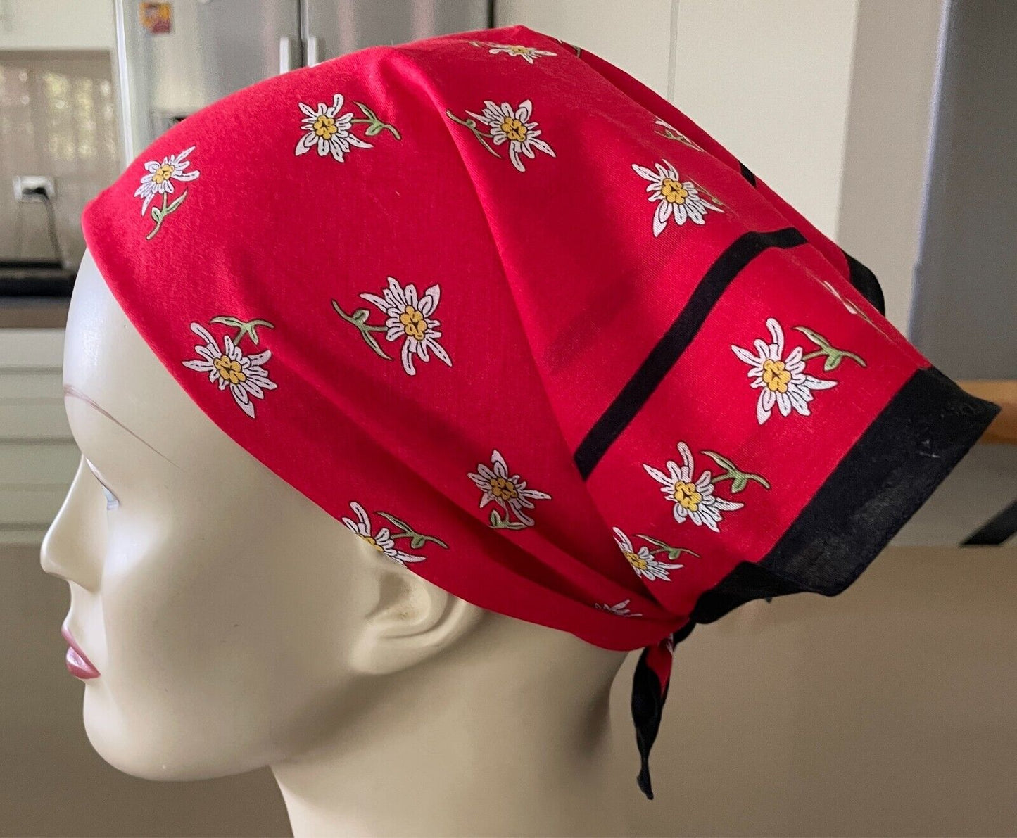 Bandana Cotton NECK SCARF HEAD Wrap Floral Print Red, Black, Yellow & Green