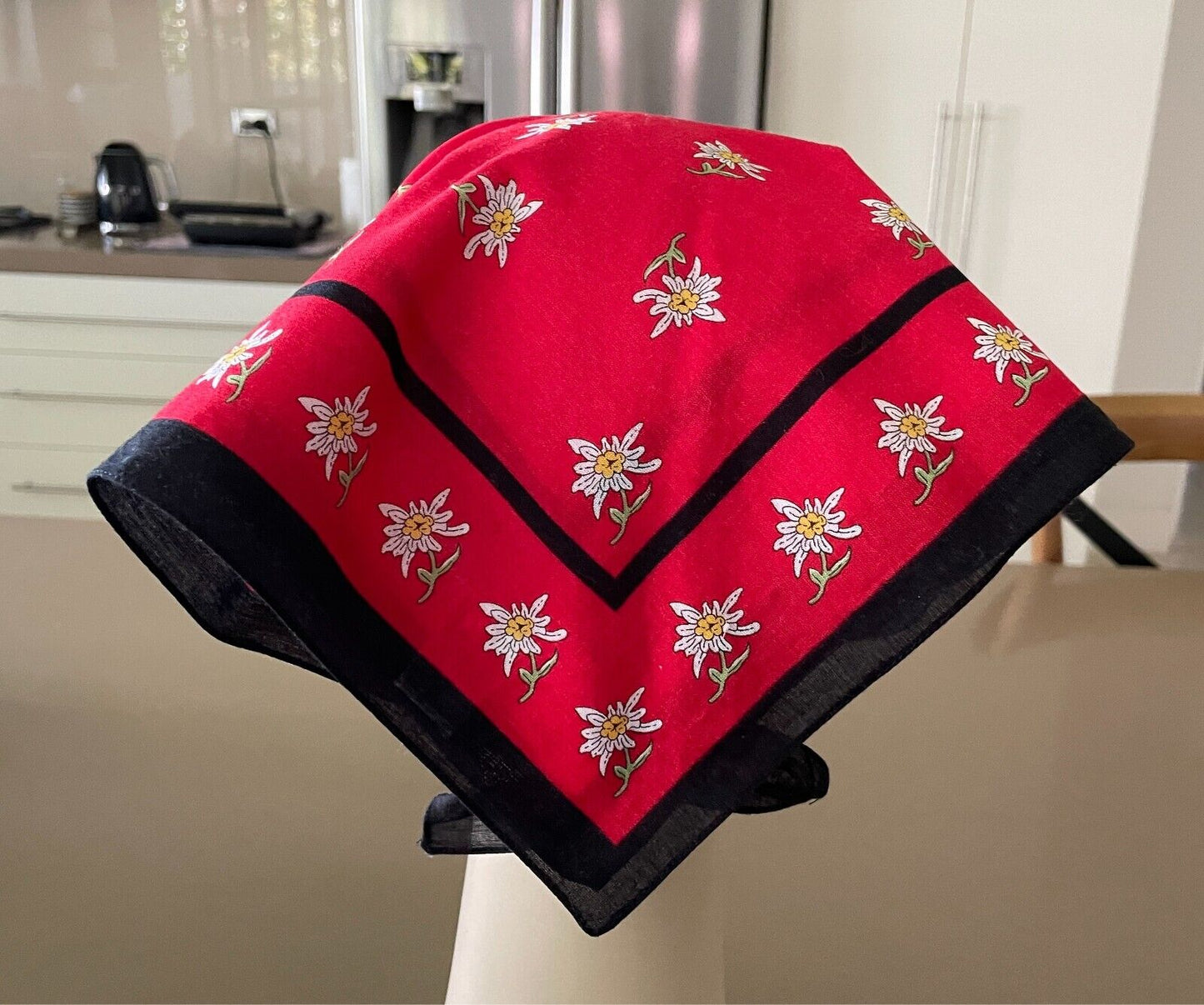 Bandana Cotton NECK SCARF HEAD Wrap Floral Print Red, Black, Yellow & Green