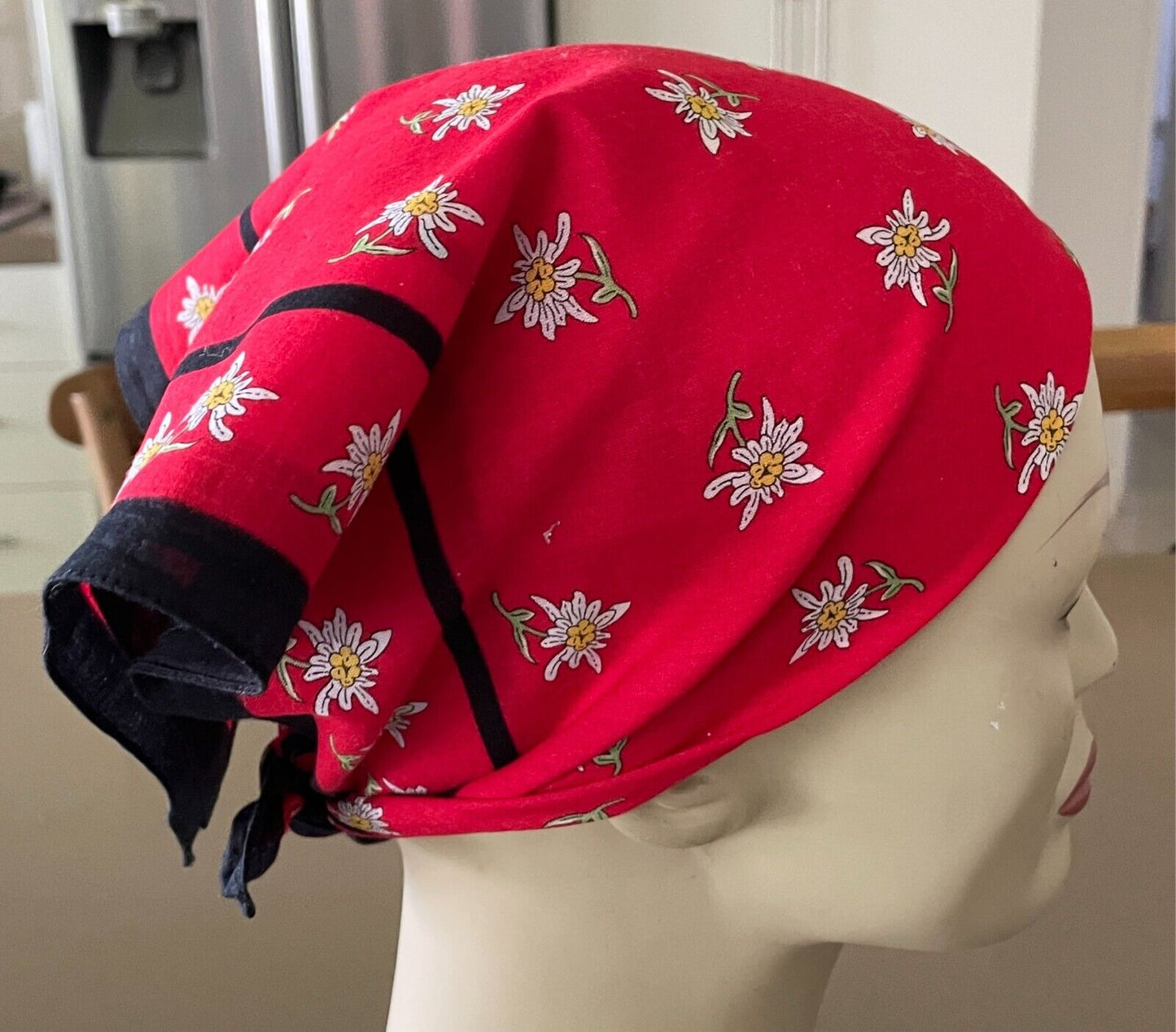 Bandana Cotton NECK SCARF HEAD Wrap Floral Print Red, Black, Yellow & Green