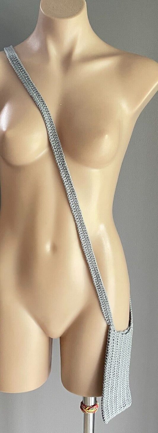 Grey Knit Crossbody Shoulder Bag Phone Essentials Size 10cm Wide x 18cm High