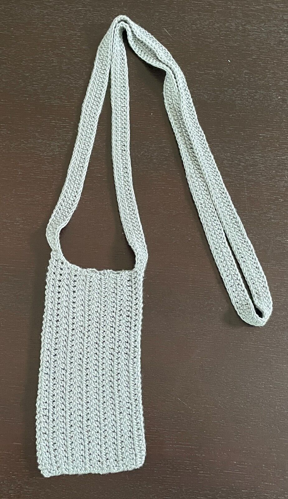 Grey Knit Crossbody Shoulder Bag Phone Essentials Size 10cm Wide x 18cm High