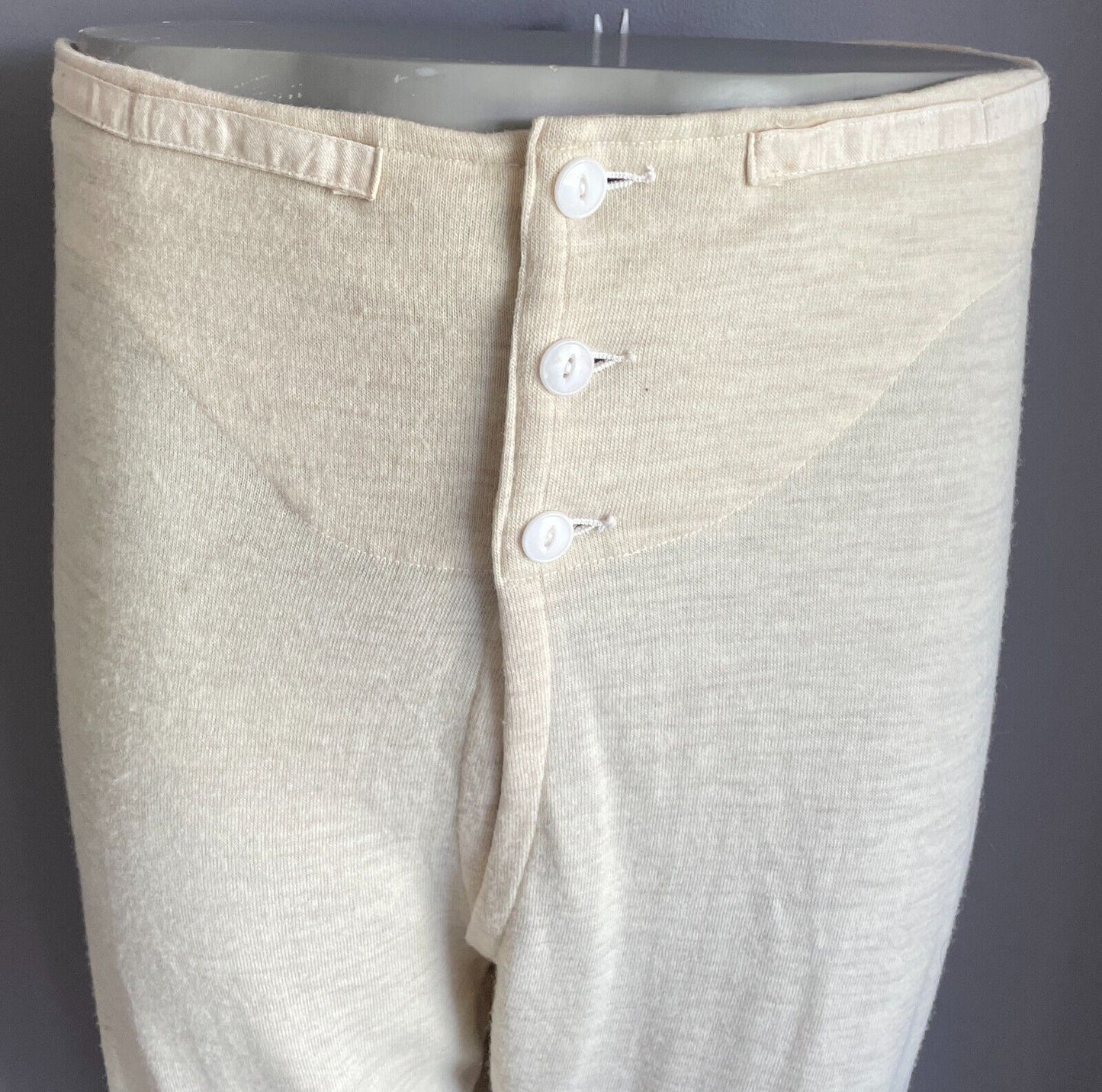 Mens Long Johns GOLDEN FLEECE Off White Pure Wool Unshrinkable Size 46 Vintage
