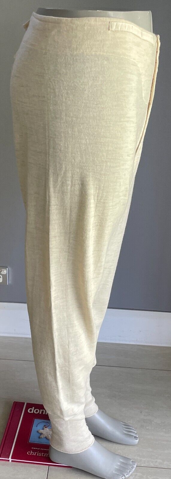 Mens Long Johns GOLDEN FLEECE Off White Pure Wool Unshrinkable Size 46 Vintage