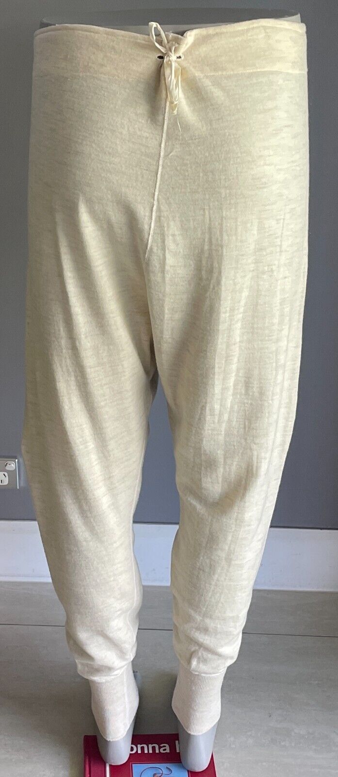 Mens Long Johns GOLDEN FLEECE Off White Pure Wool Unshrinkable Size 46 Vintage