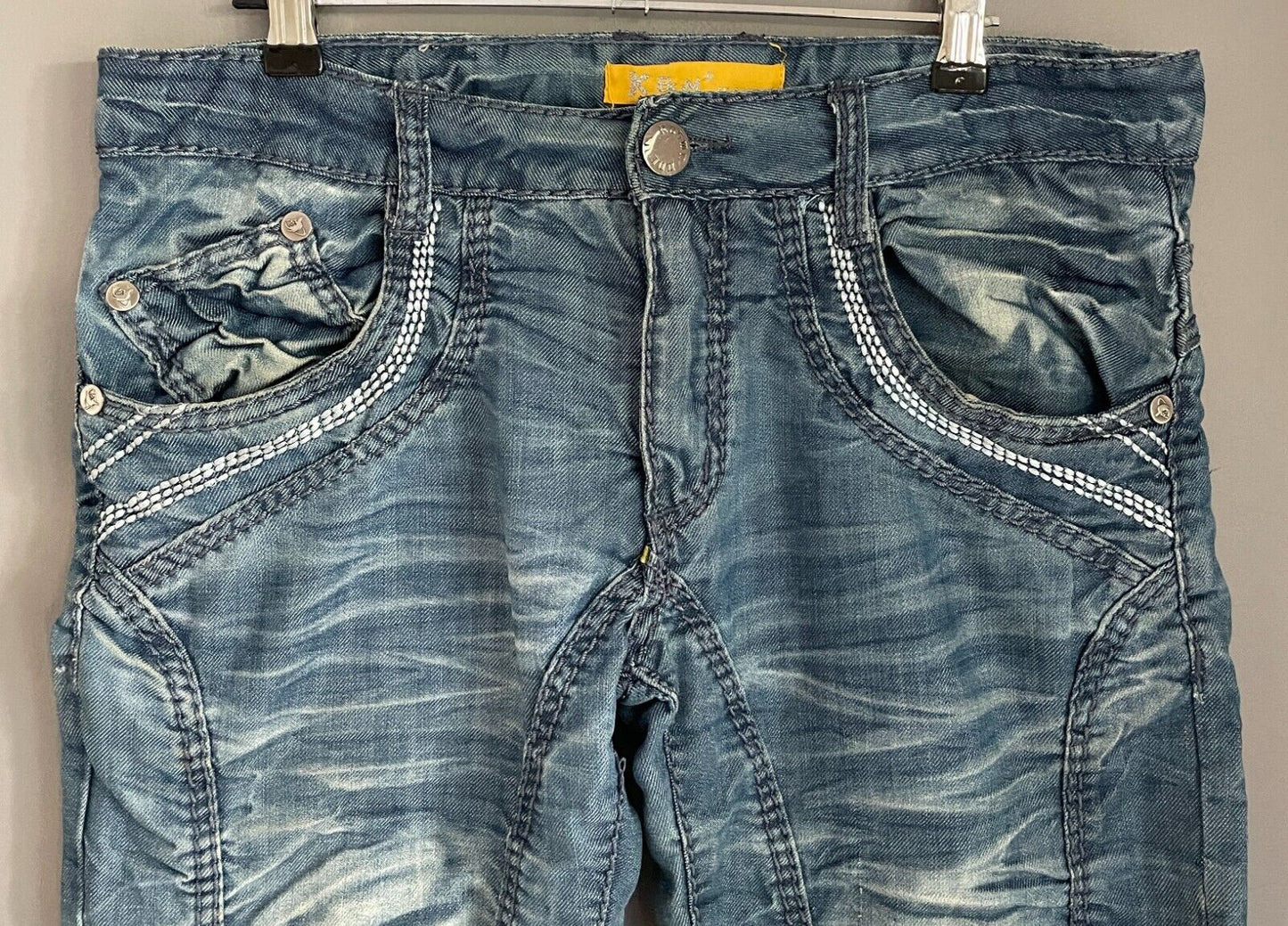 Mens K&M Kosmo Lupo Blue Denim Jeans Size 32 Designer Quality Streetwear Casual