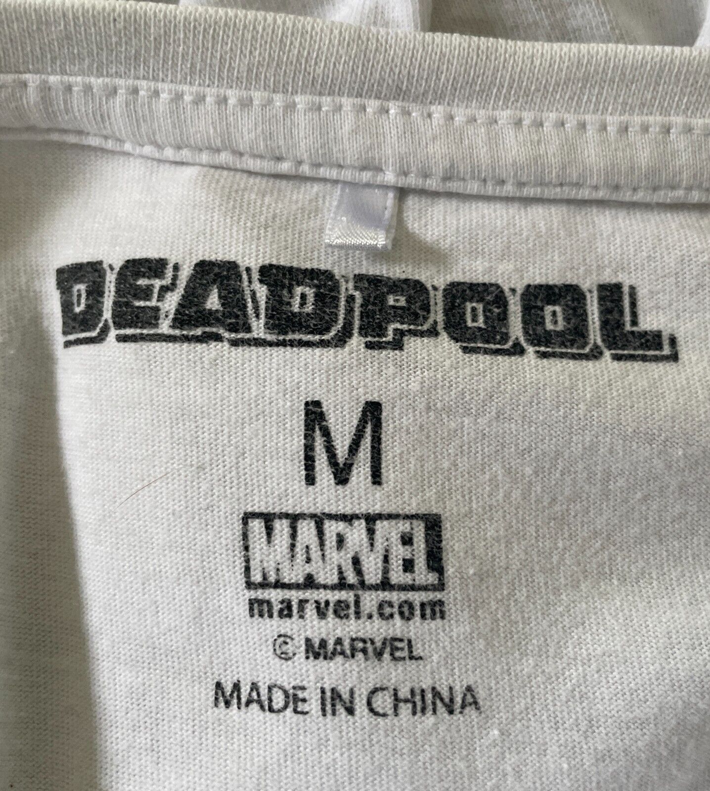Mens T-Shirt MARVEL Deadpool Is My Spirit Animal Print White Top Tee Size M