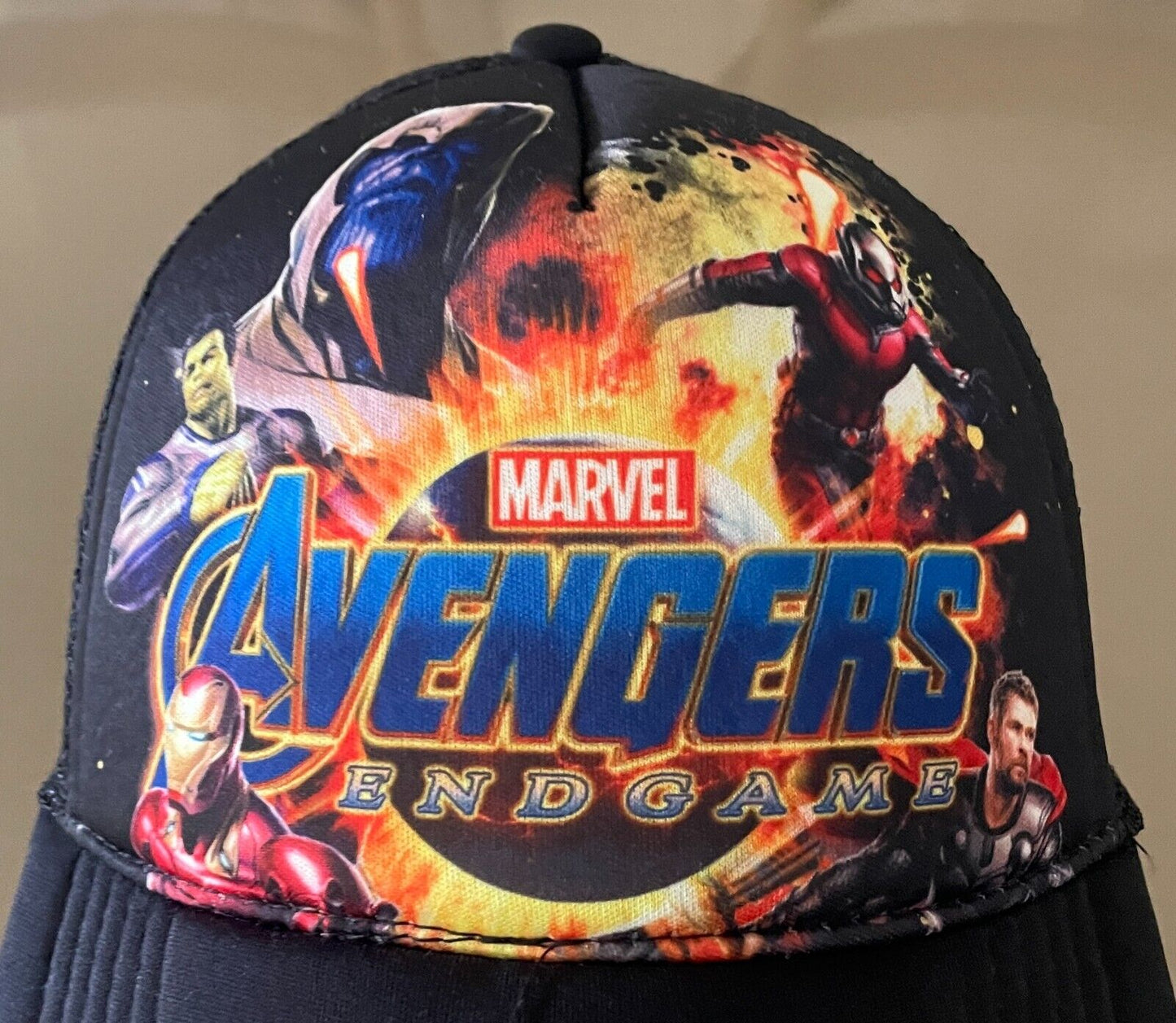 MARVEL AVENGERS End Game Black SnapBack Cap Size M Mesh Back Adjustable Unisex
