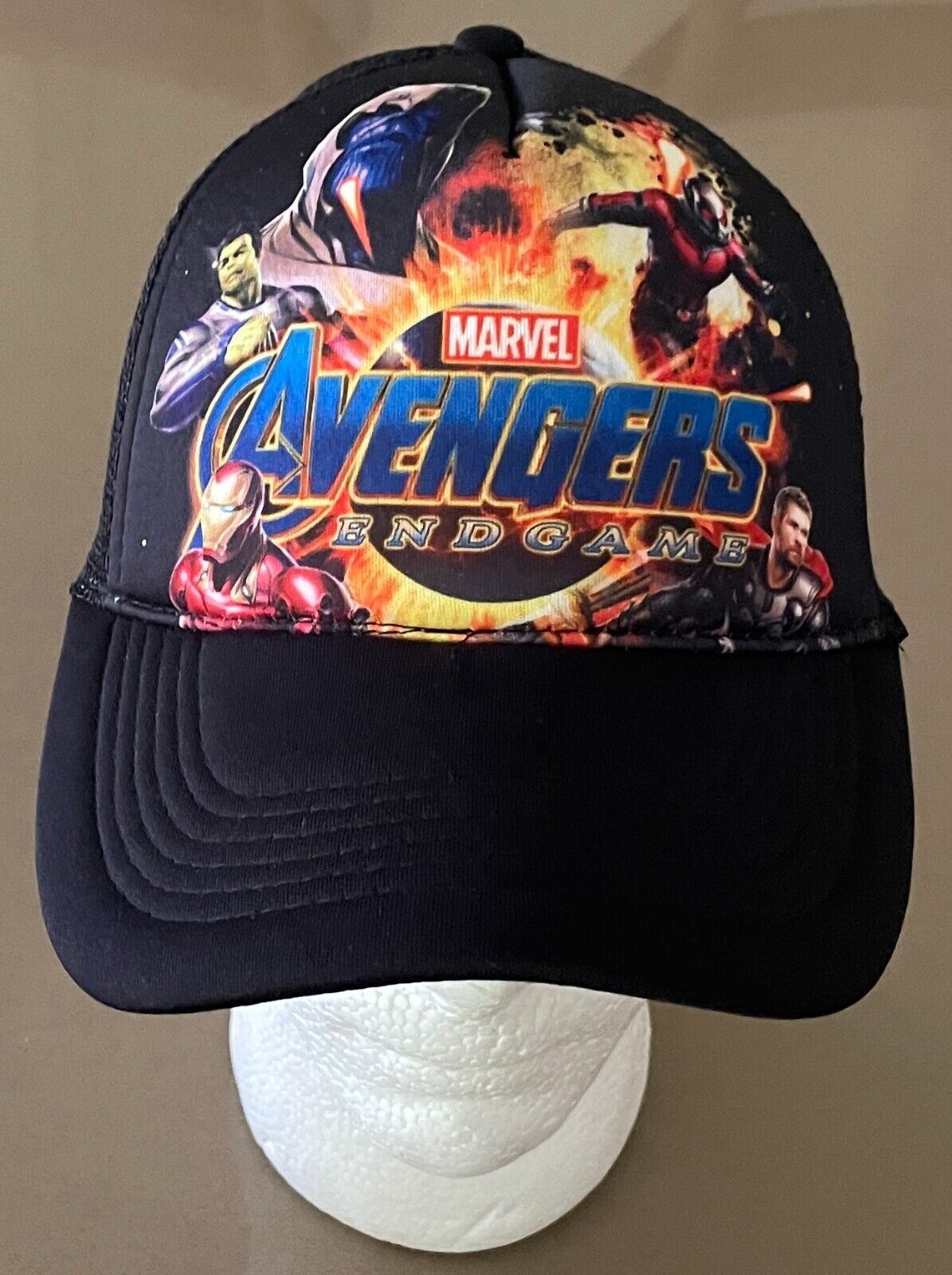 MARVEL AVENGERS End Game Black SnapBack Cap Size M Mesh Back Adjustable Unisex