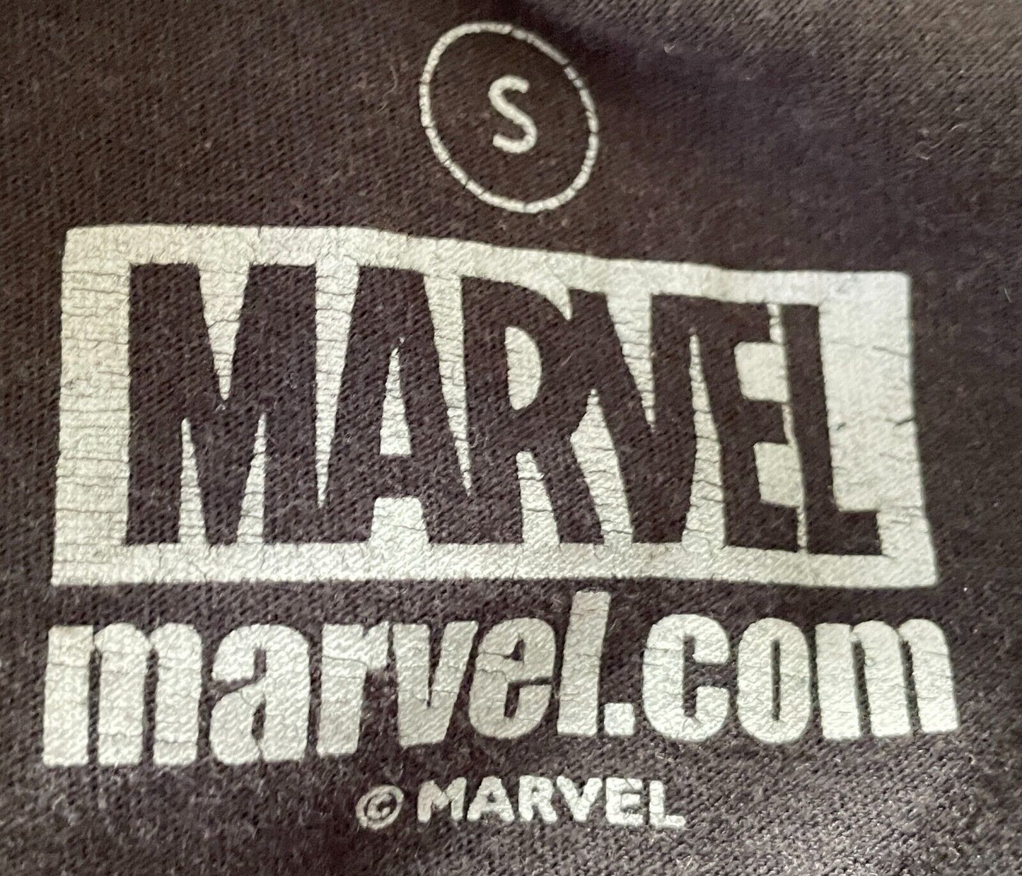 MARVEL T-Shirt Comics Black Print Top Tee Size S 102cm Chest New w Holes Unisex