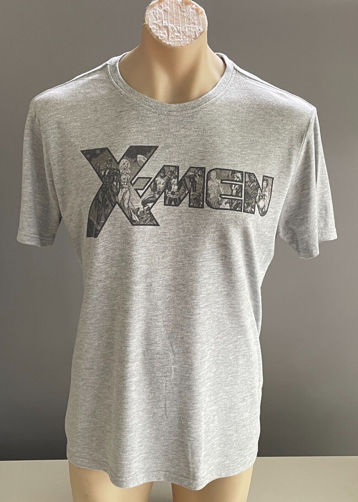 Unisex T Shirt MARVEL "X-Men" Grey Marl Print Top Size L 114cm Chest Tee