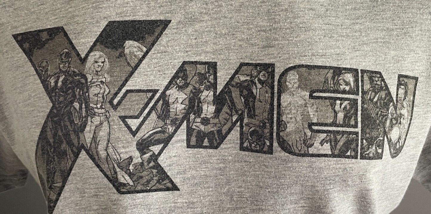Unisex T Shirt MARVEL "X-Men" Grey Marl Print Top Size L 114cm Chest Tee
