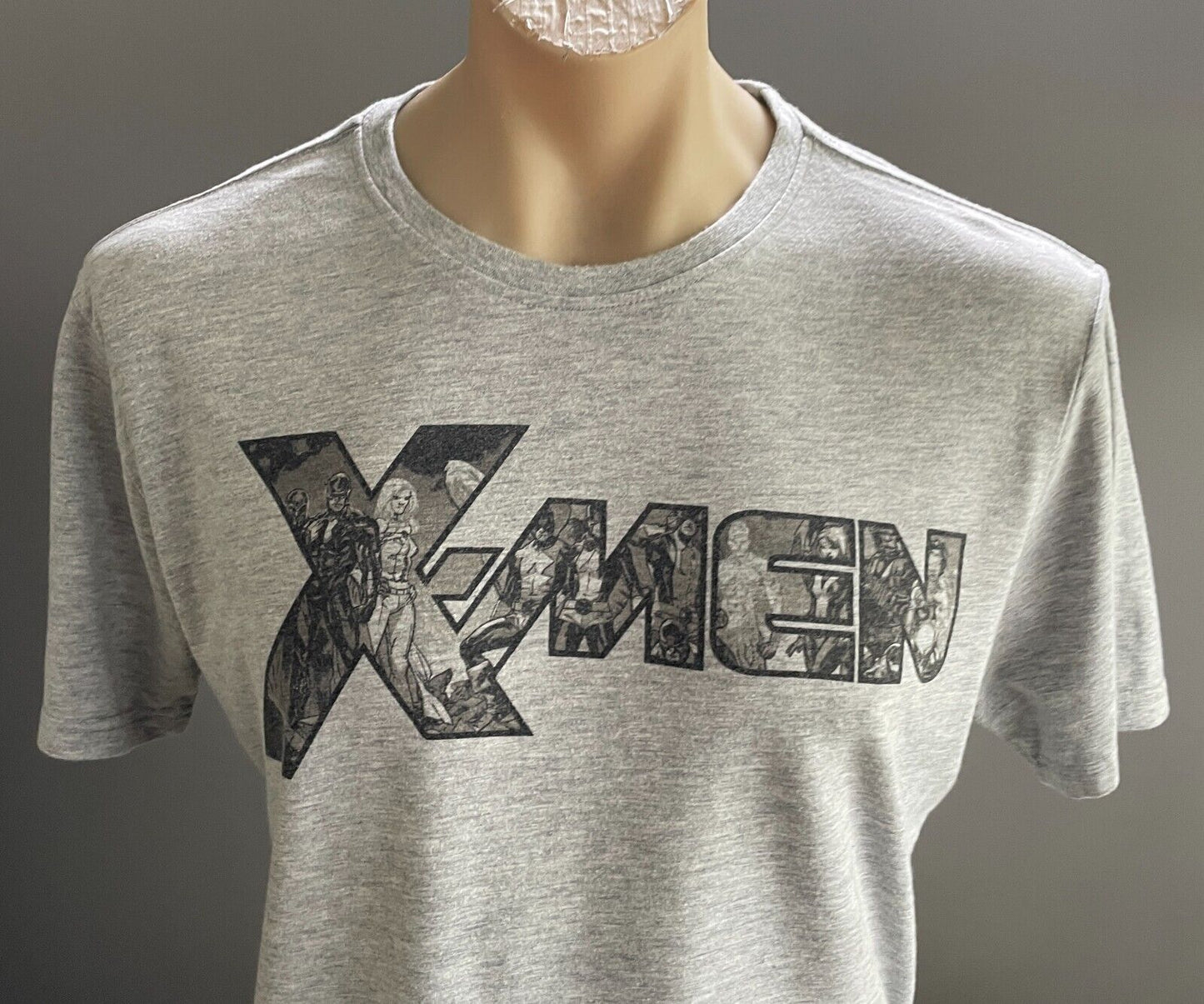 Unisex T Shirt MARVEL "X-Men" Grey Marl Print Top Size L 114cm Chest Tee